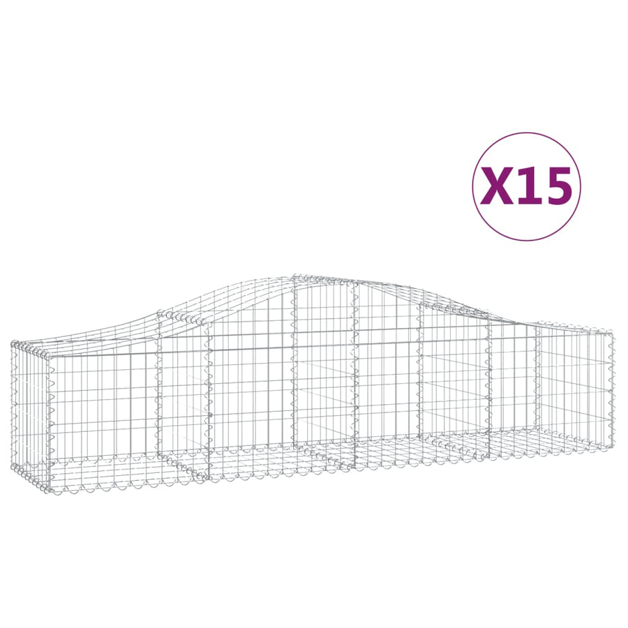 Schanskorven 15 st gewelfd 200x50x40/60 cm gegalvaniseerd ijzer 15 200 x 50 x 40/60 cm