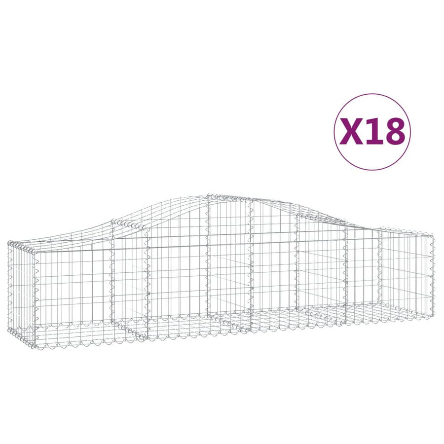 Schanskorven 18 st gewelfd 200x50x40/60 cm gegalvaniseerd ijzer 18 200 x 50 x 40/60 cm