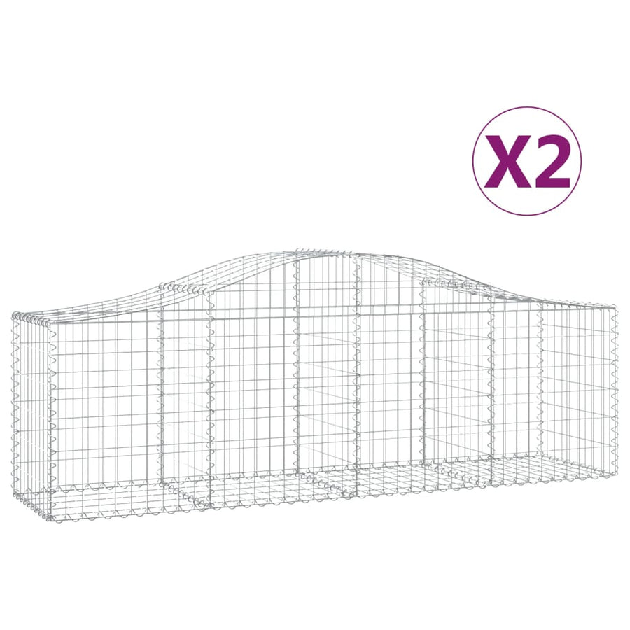 Schanskorven 2 st gewelfd 200x50x60/80 cm gegalvaniseerd ijzer 2 200 x 50 x 60/80 cm