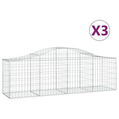 Schanskorven 3 st gewelfd 200x50x60/80 cm gegalvaniseerd ijzer 3 200 x 50 x 60/80 cm