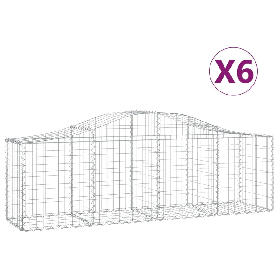 Schanskorven 6 st gewelfd 200x50x60/80 cm gegalvaniseerd ijzer 6 200 x 50 x 60/80 cm