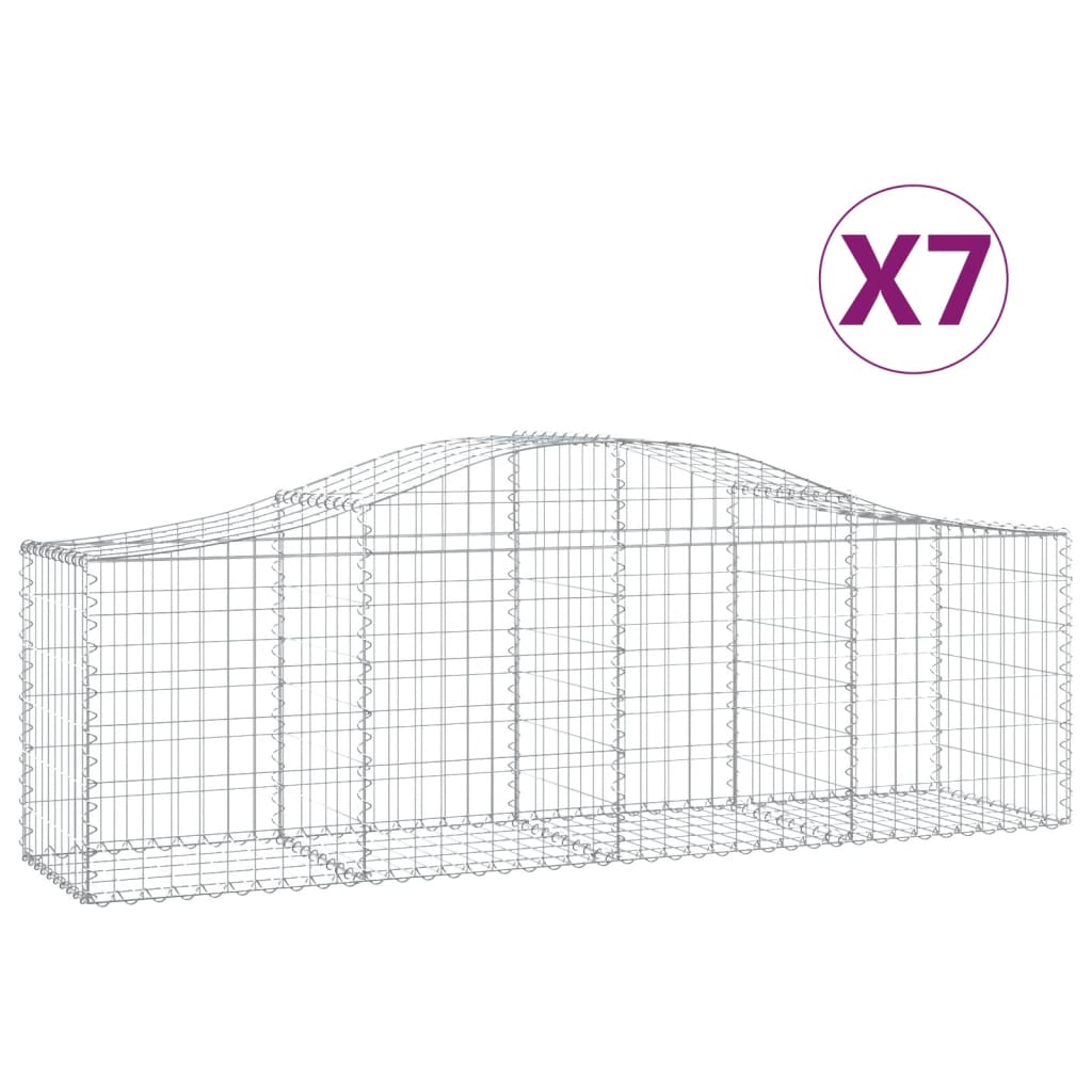 Schanskorven 7 st gewelfd 200x50x60/80 cm gegalvaniseerd ijzer 7 200 x 50 x 60/80 cm