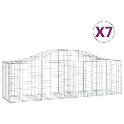 Schanskorven 7 st gewelfd 200x50x60/80 cm gegalvaniseerd ijzer 7 200 x 50 x 60/80 cm