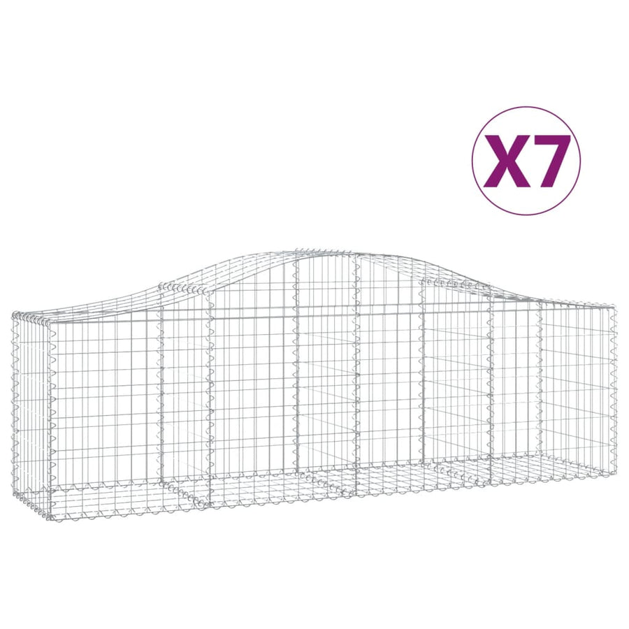Schanskorven 7 st gewelfd 200x50x60/80 cm gegalvaniseerd ijzer 7 200 x 50 x 60/80 cm