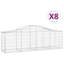 Schanskorven 8 st gewelfd 200x50x60/80 cm gegalvaniseerd ijzer 8 200 x 50 x 60/80 cm