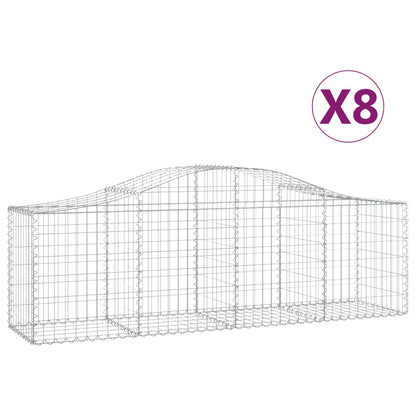 Schanskorven 8 st gewelfd 200x50x60/80 cm gegalvaniseerd ijzer 8 200 x 50 x 60/80 cm