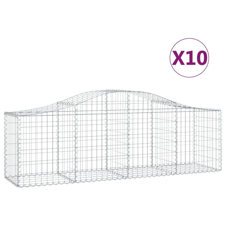 Schanskorven 10 st gewelfd 200x50x60/80 cm gegalvaniseerd ijzer 10 200 x 50 x 60/80 cm