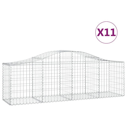 Schanskorven 11 st gewelfd 200x50x60/80 cm gegalvaniseerd ijzer 11 200 x 50 x 60/80 cm