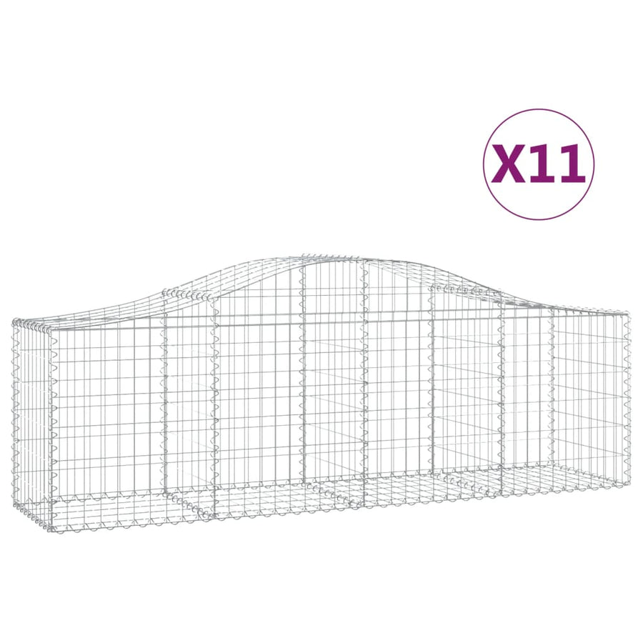 Schanskorven 11 st gewelfd 200x50x60/80 cm gegalvaniseerd ijzer 11 200 x 50 x 60/80 cm