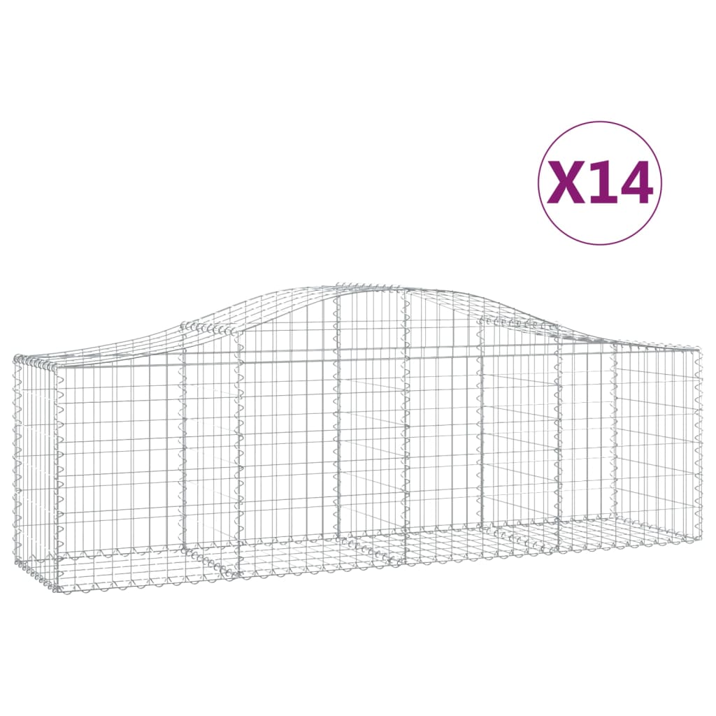 Schanskorven 14 st gewelfd 200x50x60/80 cm gegalvaniseerd ijzer 14 200 x 50 x 60/80 cm
