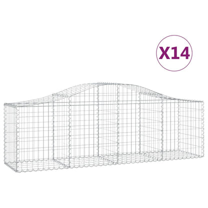 Schanskorven 14 st gewelfd 200x50x60/80 cm gegalvaniseerd ijzer 14 200 x 50 x 60/80 cm