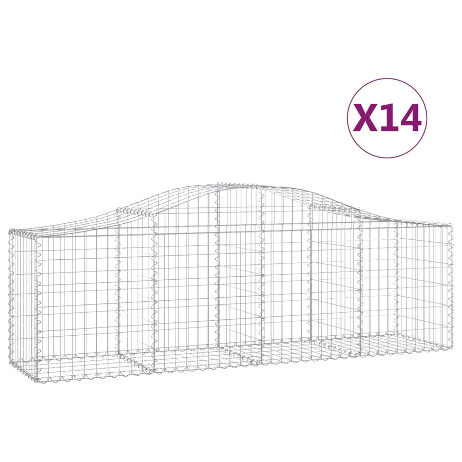 Schanskorven 14 st gewelfd 200x50x60/80 cm gegalvaniseerd ijzer 14 200 x 50 x 60/80 cm
