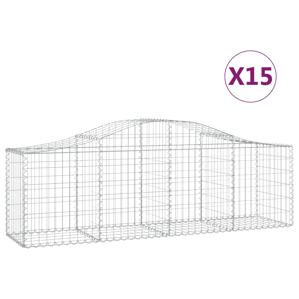 Schanskorven 15 st gewelfd 200x50x60/80 cm gegalvaniseerd ijzer 15 200 x 50 x 60/80 cm