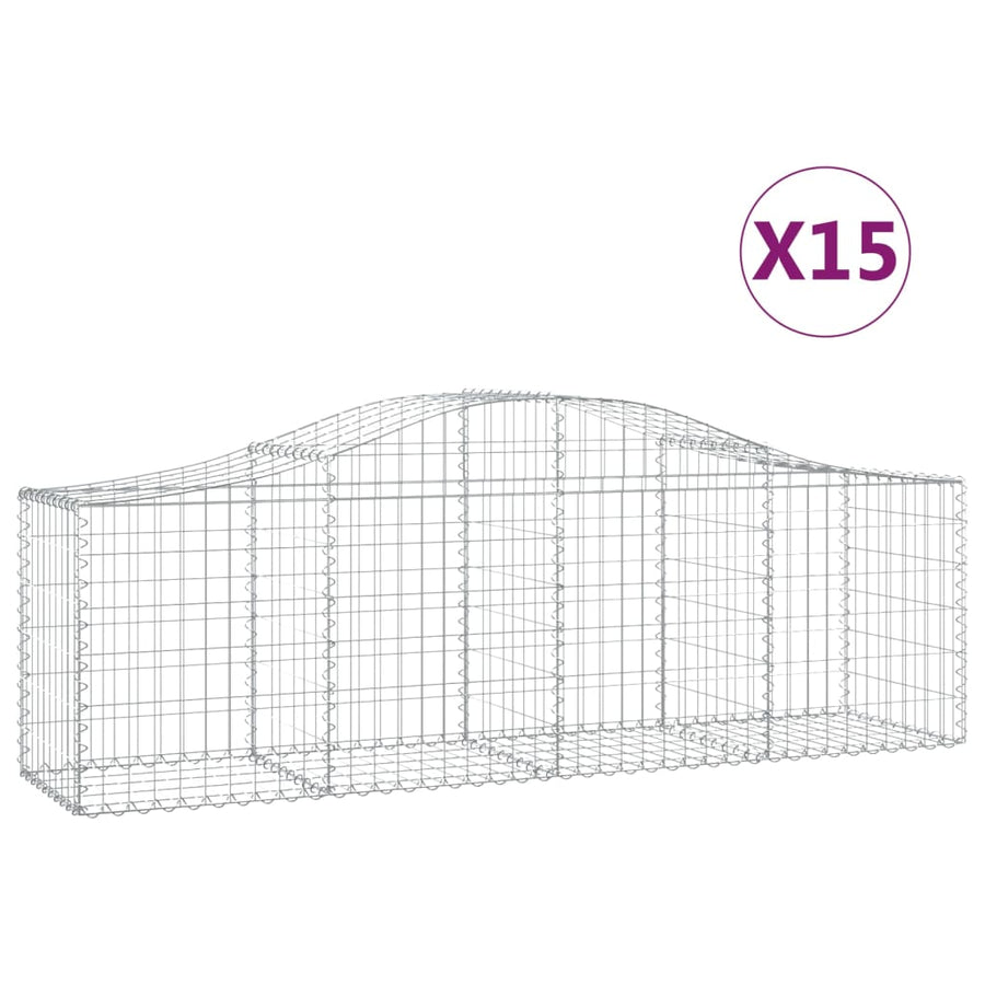 Schanskorven 15 st gewelfd 200x50x60/80 cm gegalvaniseerd ijzer 15 200 x 50 x 60/80 cm