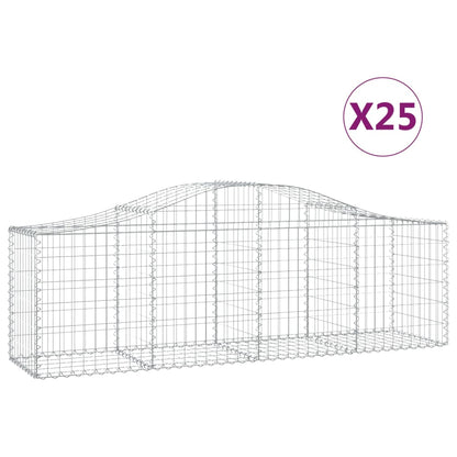 Schanskorven 25 st gewelfd 200x50x60/80 cm gegalvaniseerd ijzer 25 200 x 50 x 60/80 cm