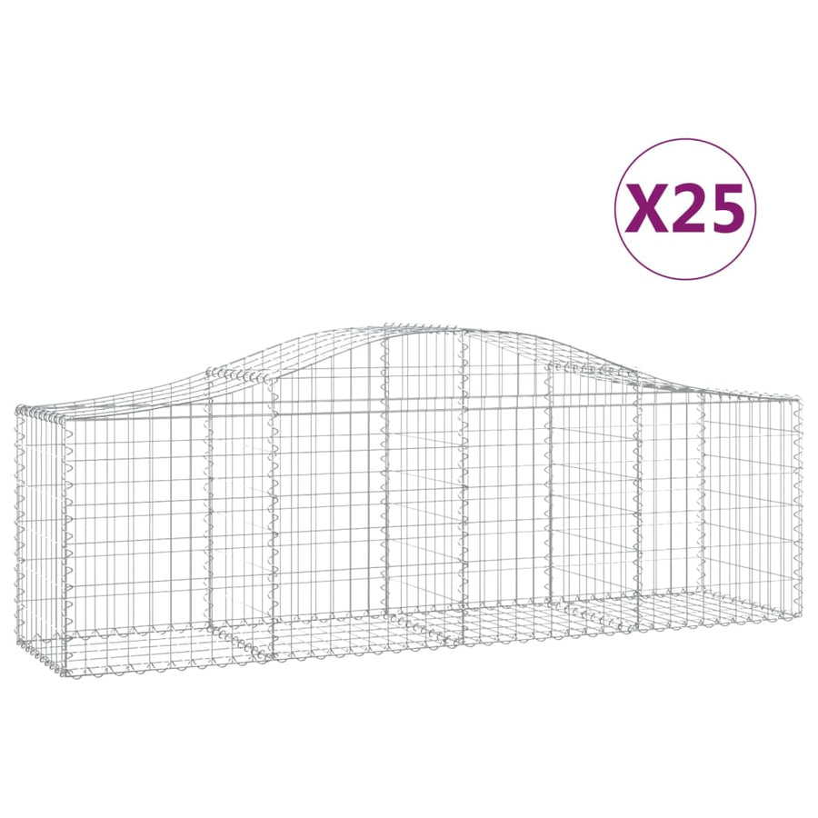 Schanskorven 25 st gewelfd 200x50x60/80 cm gegalvaniseerd ijzer 25 200 x 50 x 60/80 cm