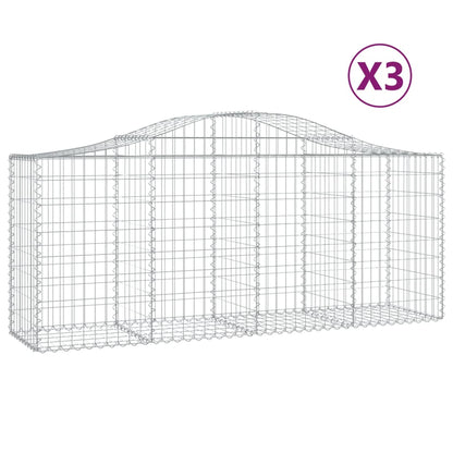 Schanskorven 3 st gewelfd 200x50x80/100 cm gegalvaniseerd ijzer 3 200 x 50 x 80/100 cm