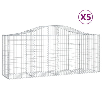 Schanskorven 5 st gewelfd 200x50x80/100 cm gegalvaniseerd ijzer 5 200 x 50 x 80/100 cm