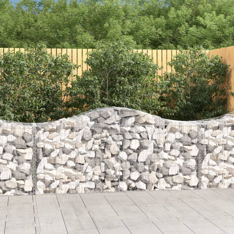 Schanskorven 7 st gewelfd 200x50x80/100 cm gegalvaniseerd ijzer 7 200 x 50 x 80/100 cm