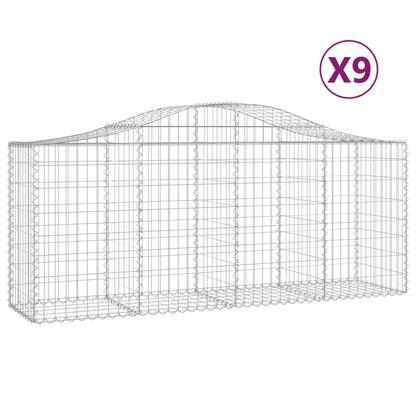 Schanskorven 9 st gewelfd 200x50x80/100 cm gegalvaniseerd ijzer 9 200 x 50 x 80/100 cm