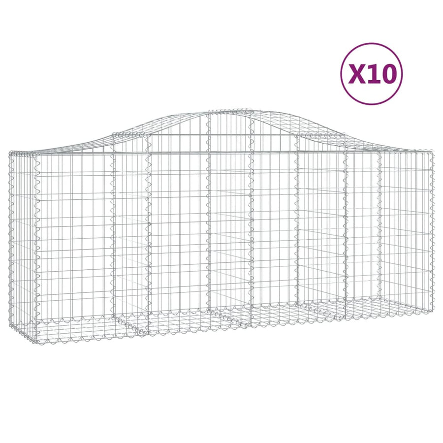 Schanskorven 10 st gewelfd 200x50x80/100 cm ijzer 10 200 x 50 x 80/100 cm