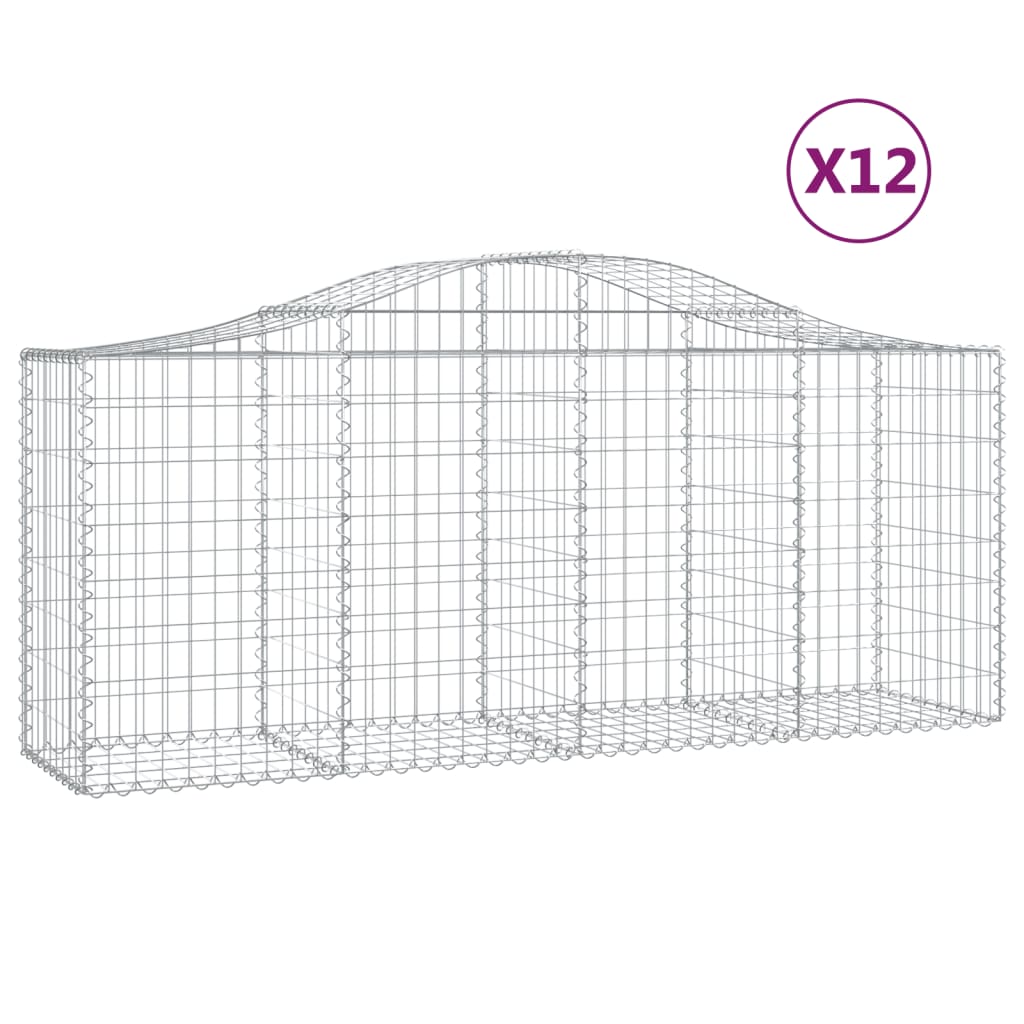 Schanskorven 12 st gewelfd 200x50x80/100 cm ijzer 12 200 x 50 x 80/100 cm