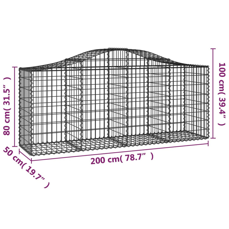 Schanskorven 12 st gewelfd 200x50x80/100 cm ijzer 12 200 x 50 x 80/100 cm