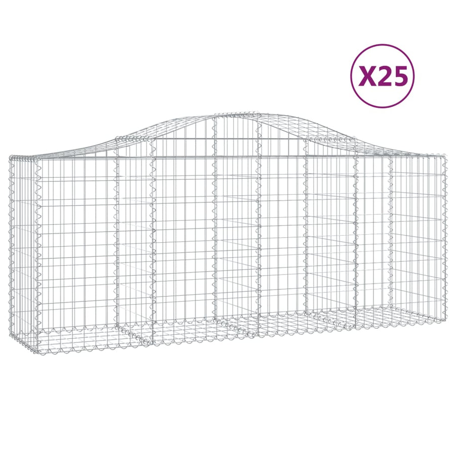 Schanskorven 25 st gewelfd 200x50x80/100 cm ijzer 25 200 x 50 x 80/100 cm