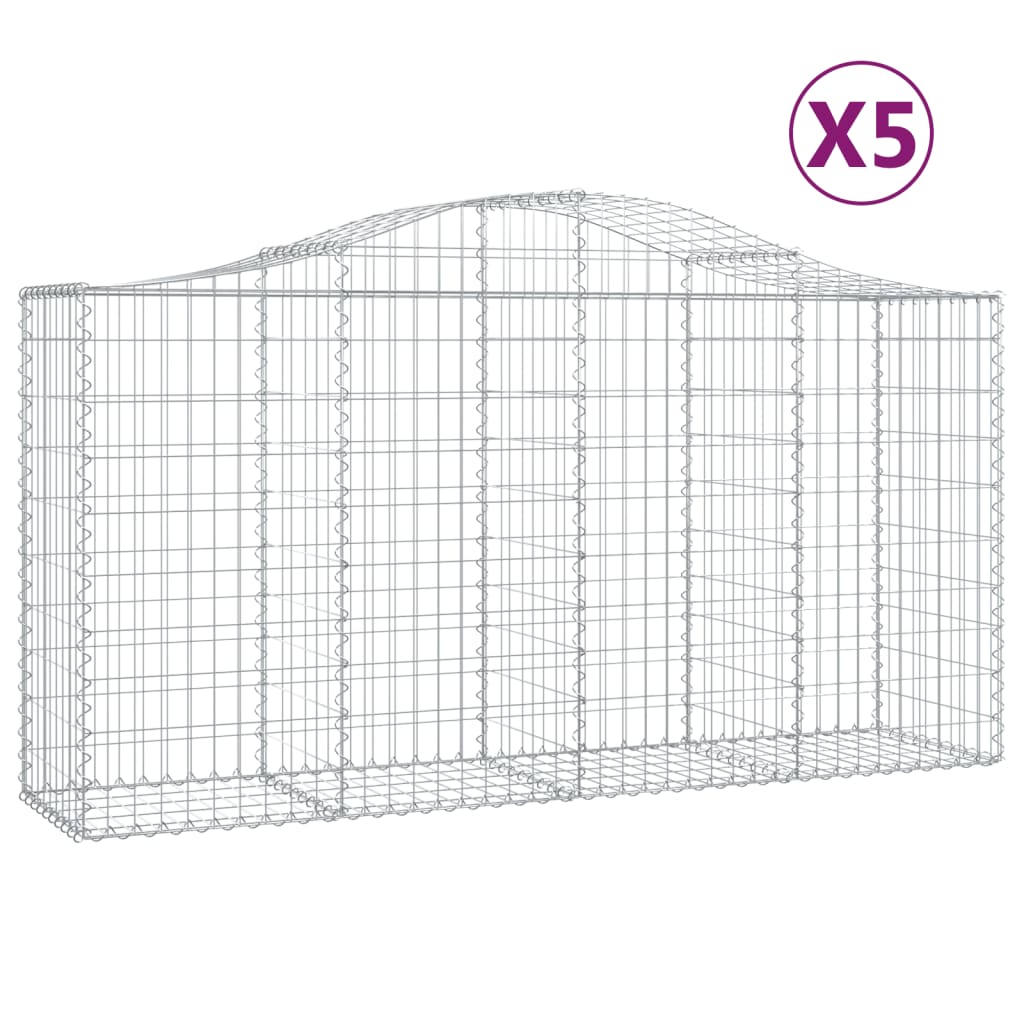 Schanskorven 5 st gewelfd 200x50x100/120 cm ijzer 5 200 x 50 x 100/120 cm