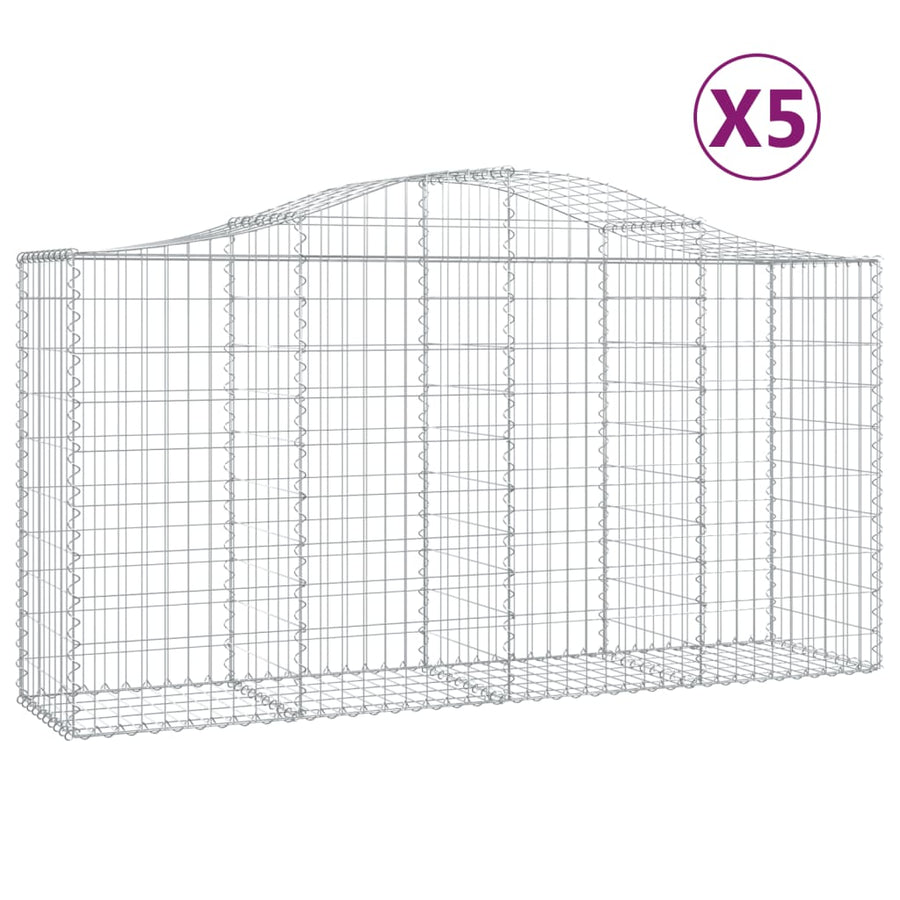 Schanskorven 5 st gewelfd 200x50x100/120 cm ijzer 5 200 x 50 x 100/120 cm