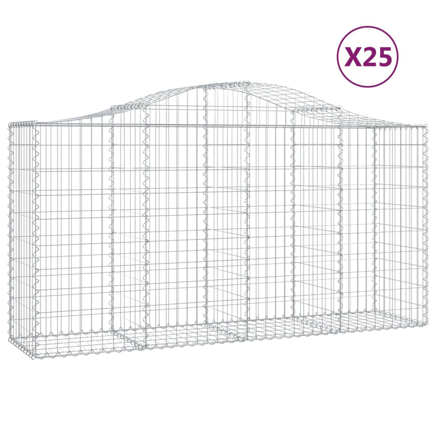 Schanskorven 25 st gewelfd 200x50x100/120 cm ijzer 25 200 x 50 x 100/120 cm