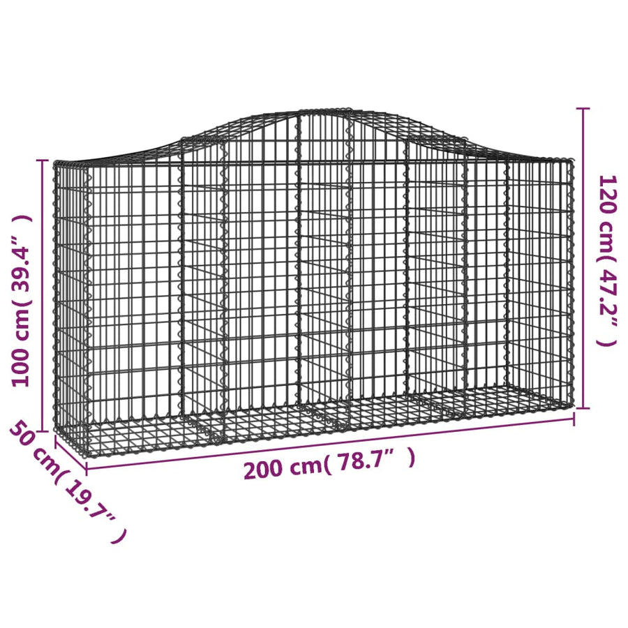 Schanskorven 25 st gewelfd 200x50x100/120 cm ijzer 25 200 x 50 x 100/120 cm