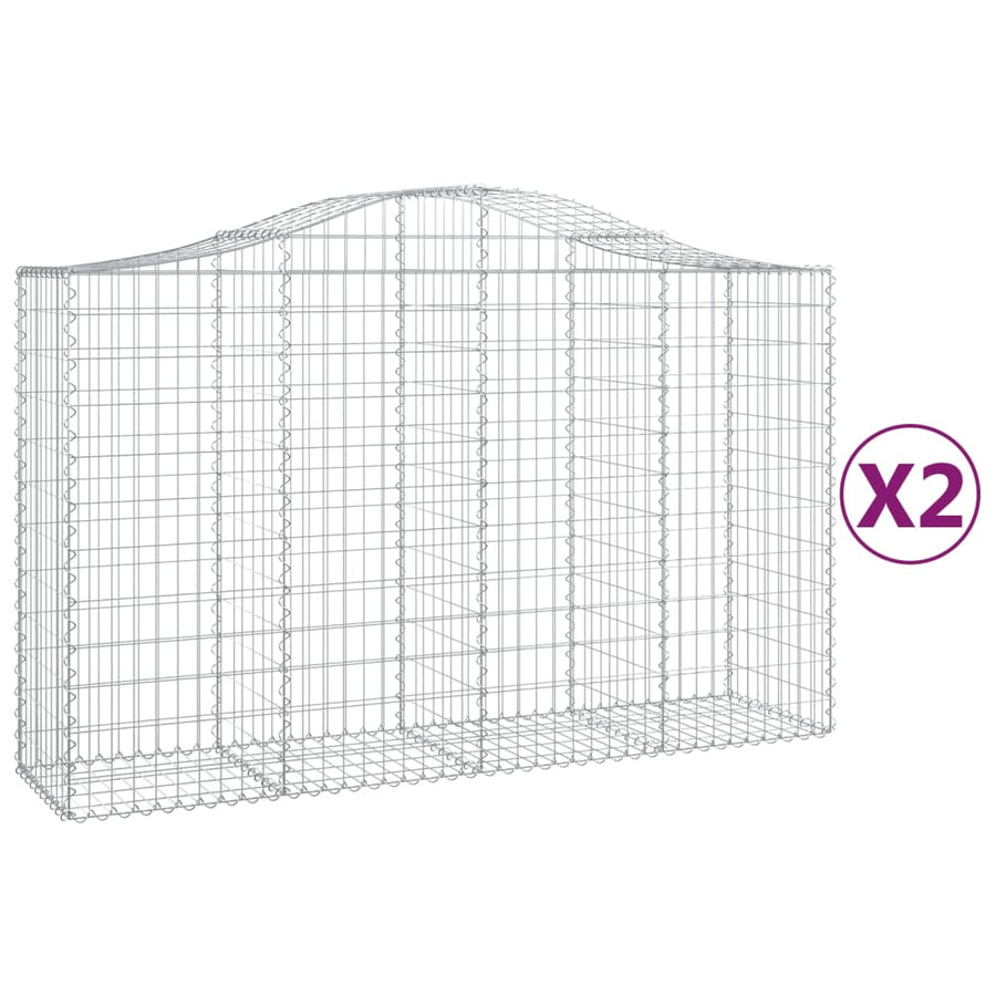 Schanskorven 2 st gewelfd 200x50x120/140 cm ijzer 2 200 x 50 x 120/140 cm