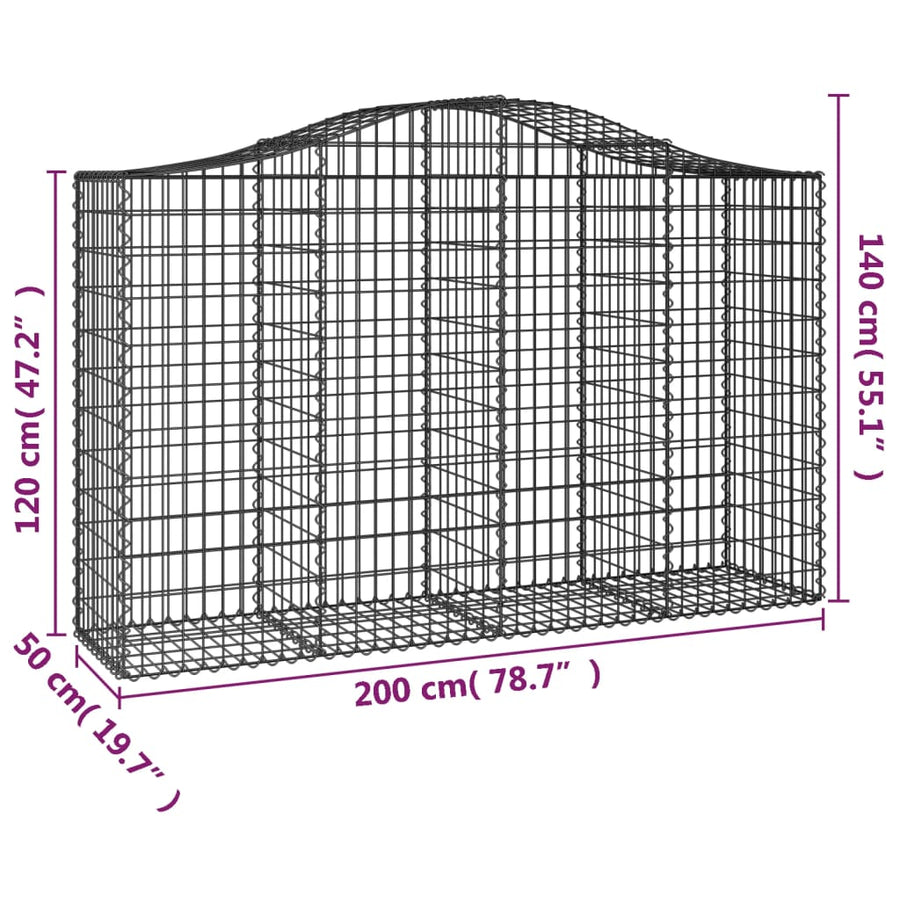 Schanskorven 2 st gewelfd 200x50x120/140 cm ijzer 2 200 x 50 x 120/140 cm