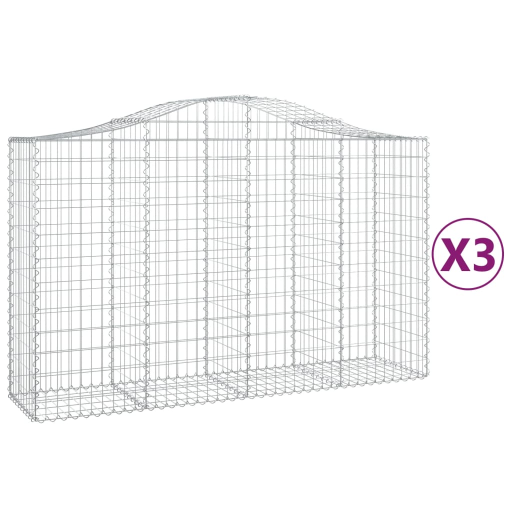 Schanskorven 3 st gewelfd 200x50x120/140 cm ijzer 3 200 x 50 x 120/140 cm