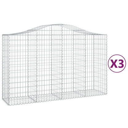 Schanskorven 3 st gewelfd 200x50x120/140 cm ijzer 3 200 x 50 x 120/140 cm