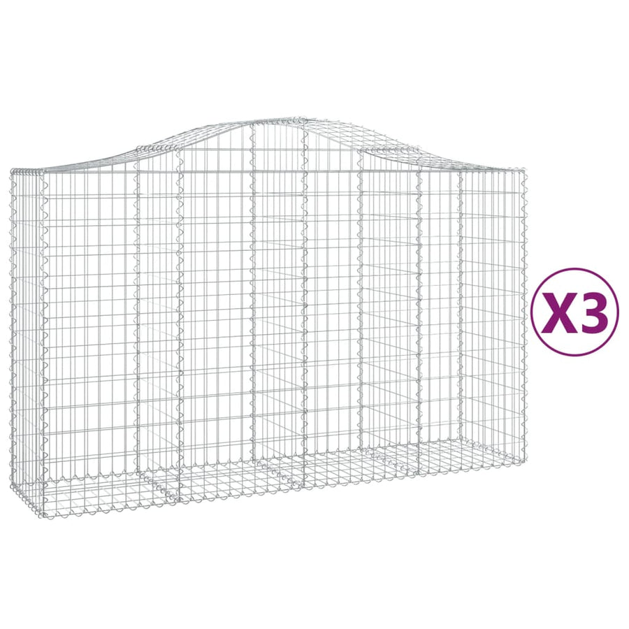 Schanskorven 3 st gewelfd 200x50x120/140 cm ijzer 3 200 x 50 x 120/140 cm