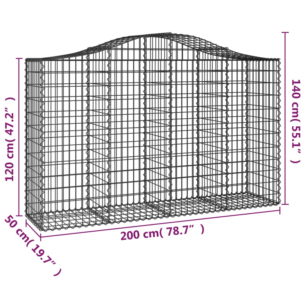 Schanskorven 3 st gewelfd 200x50x120/140 cm ijzer 3 200 x 50 x 120/140 cm