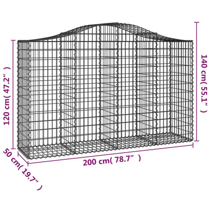 Schanskorven 3 st gewelfd 200x50x120/140 cm ijzer 3 200 x 50 x 120/140 cm
