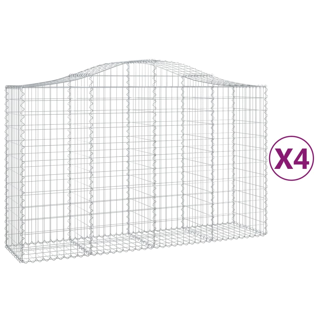 Schanskorven 4 st gewelfd 200x50x120/140 cm ijzer 4 200 x 50 x 120/140 cm