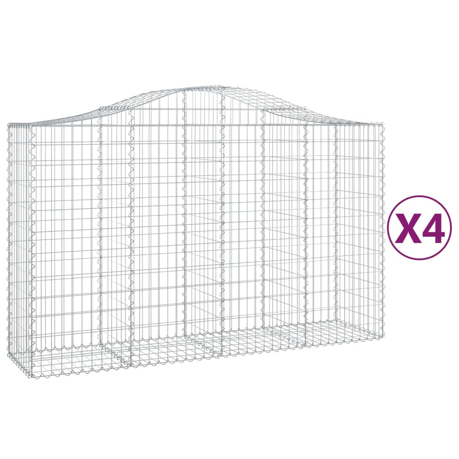 Schanskorven 4 st gewelfd 200x50x120/140 cm ijzer 4 200 x 50 x 120/140 cm