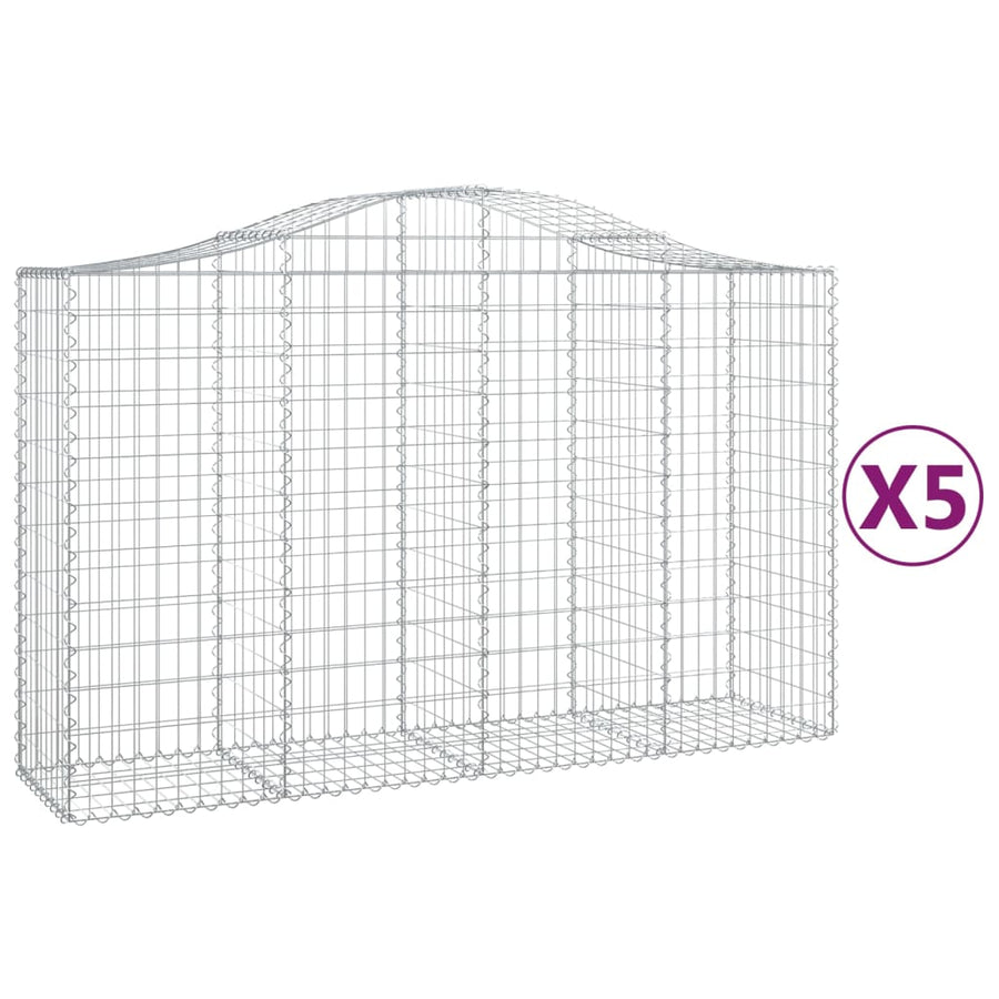 Schanskorven 5 st gewelfd 200x50x120/140 cm ijzer 5 200 x 50 x 120/140 cm