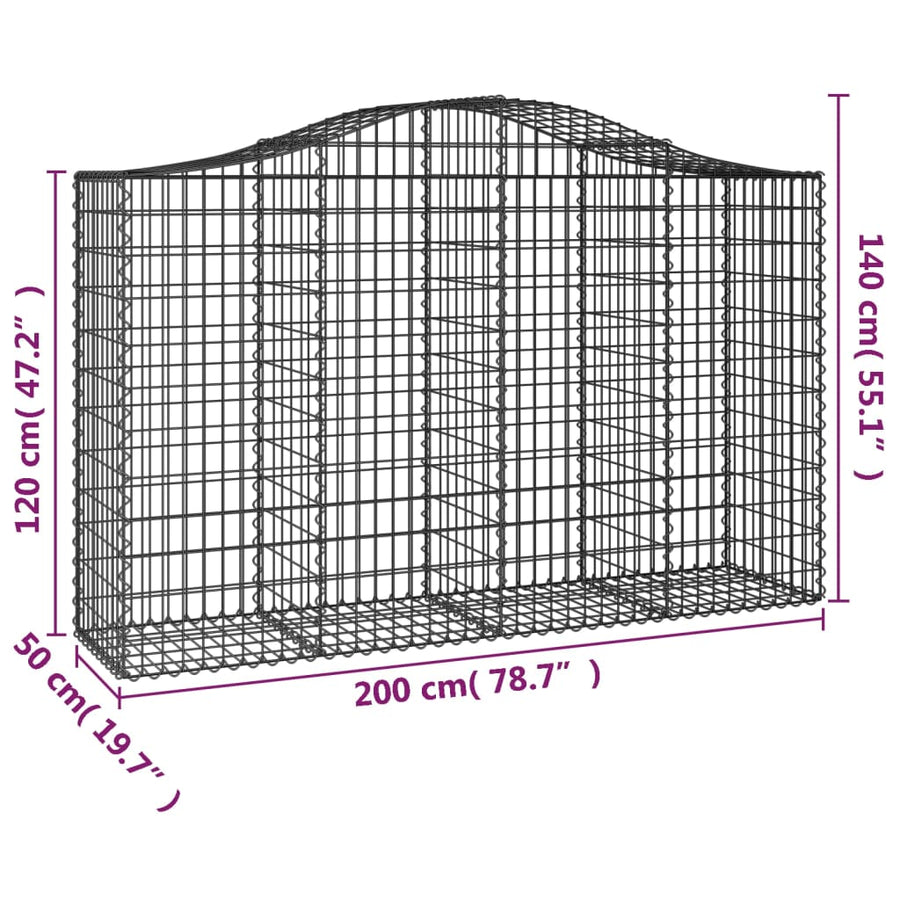 Schanskorven 6 st gewelfd 200x50x120/140 cm ijzer 6 200 x 50 x 120/140 cm