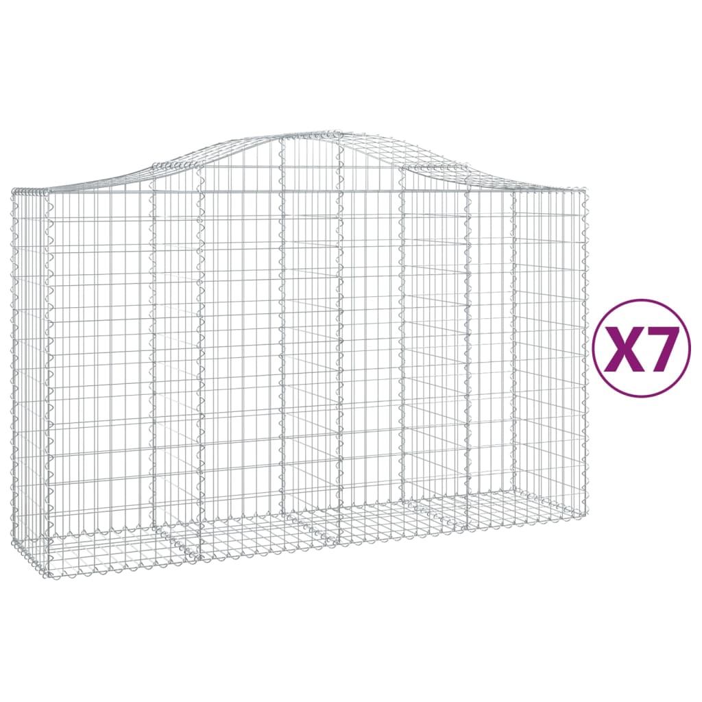 Schanskorven 7 st gewelfd 200x50x120/140 cm ijzer 7 200 x 50 x 120/140 cm