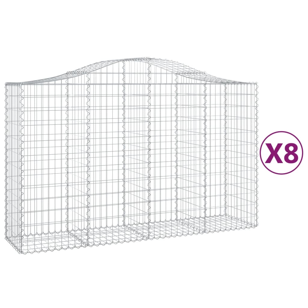 Schanskorven 8 st gewelfd 200x50x120/140 cm ijzer 8 200 x 50 x 120/140 cm