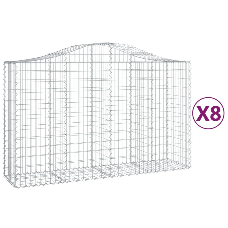 Schanskorven 8 st gewelfd 200x50x120/140 cm ijzer 8 200 x 50 x 120/140 cm