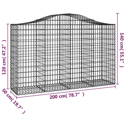 Schanskorven 8 st gewelfd 200x50x120/140 cm ijzer 8 200 x 50 x 120/140 cm