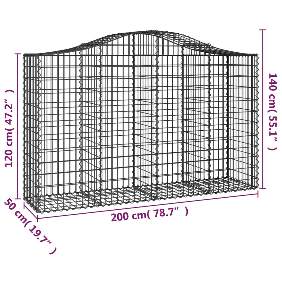 Schanskorven 8 st gewelfd 200x50x120/140 cm ijzer 8 200 x 50 x 120/140 cm