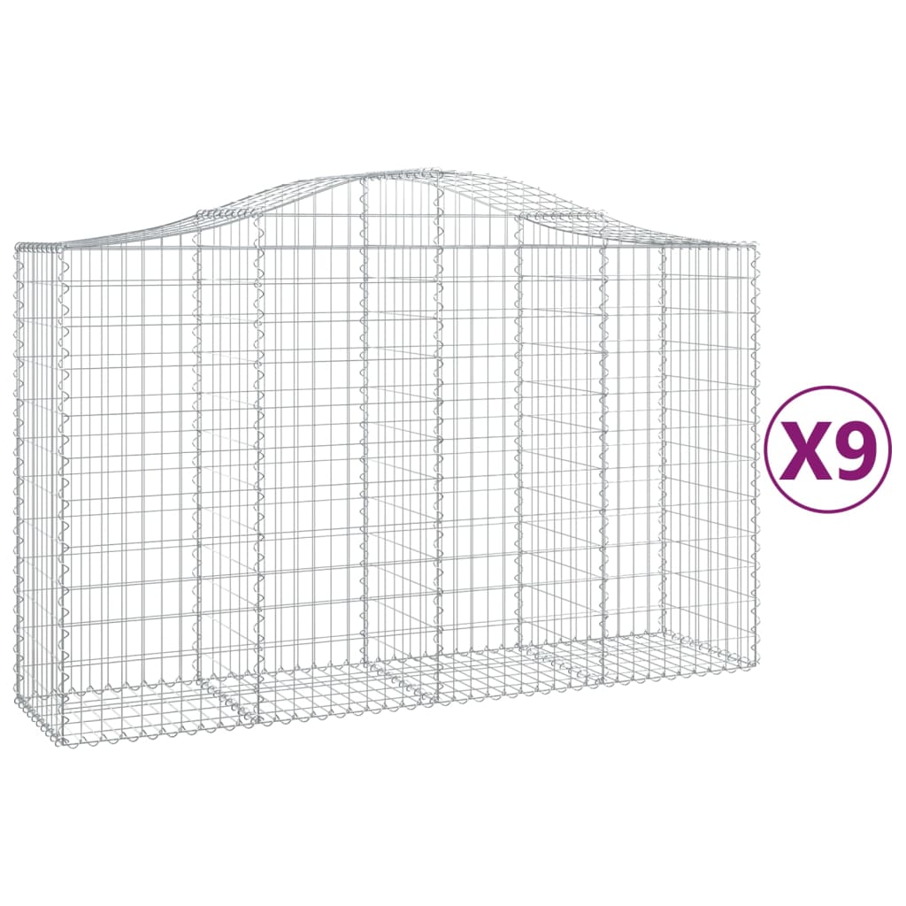 Schanskorven 9 st gewelfd 200x50x120/140 cm ijzer 9 200 x 50 x 120/140 cm