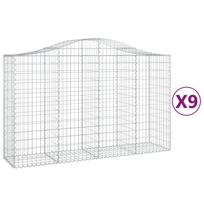 Schanskorven 9 st gewelfd 200x50x120/140 cm ijzer 9 200 x 50 x 120/140 cm